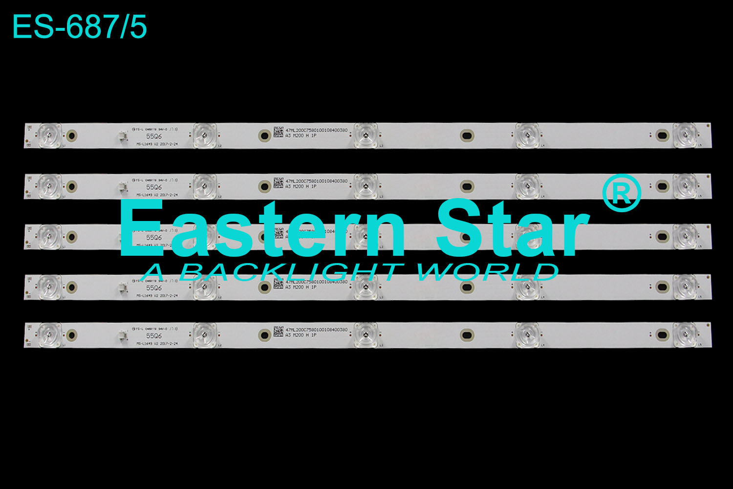 ES-687 LED TV Backlight use for 55'' 55Q6 MS-L1649 V2 2017-2-24 LED STRIPS(10)