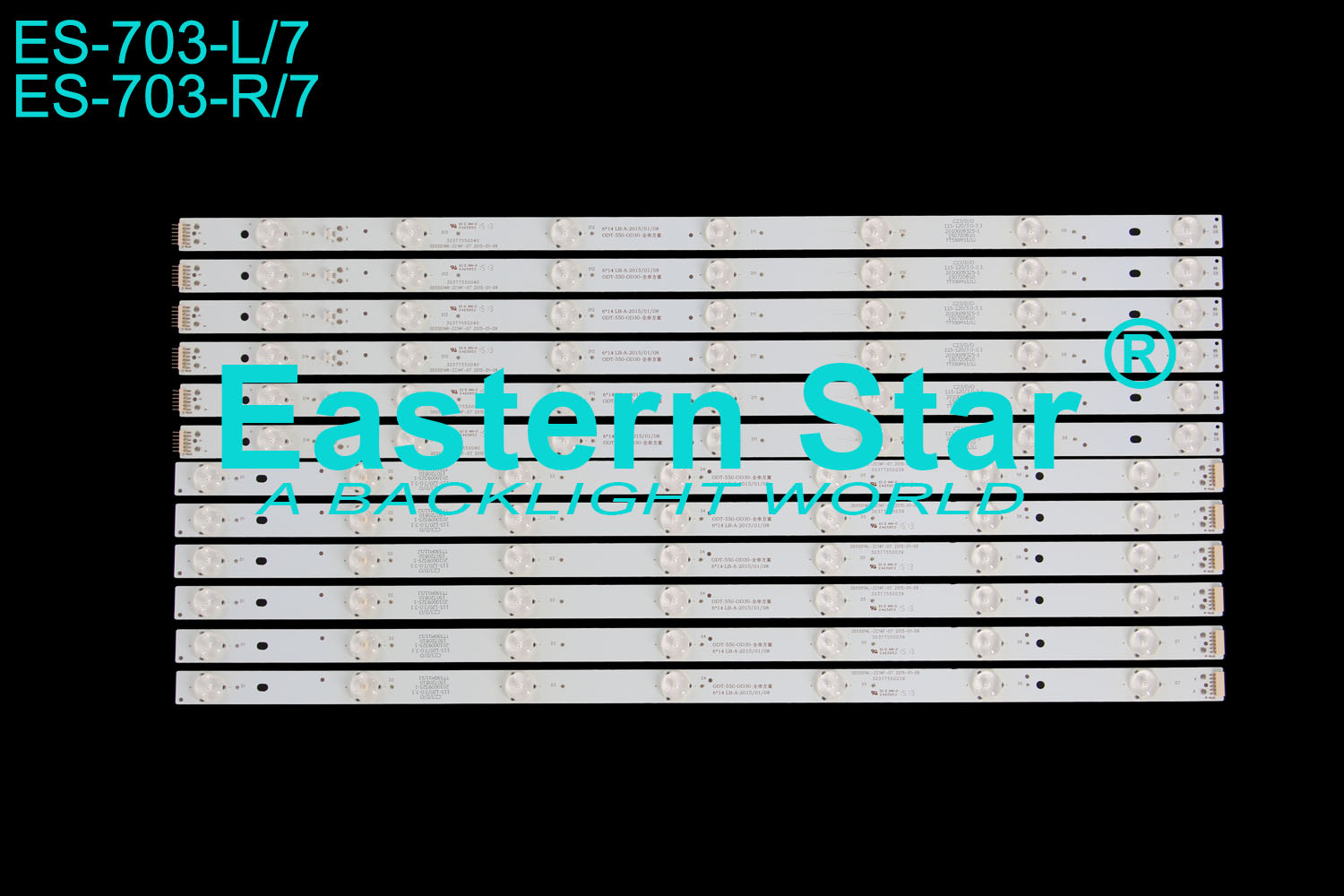 ES-703 LED TV Backlight use for Akai/Jtc 55" TV ATE55D1044K ODT-550-0D30 0D55D14R/L0ZC14F-07 LED STRIPS(12)