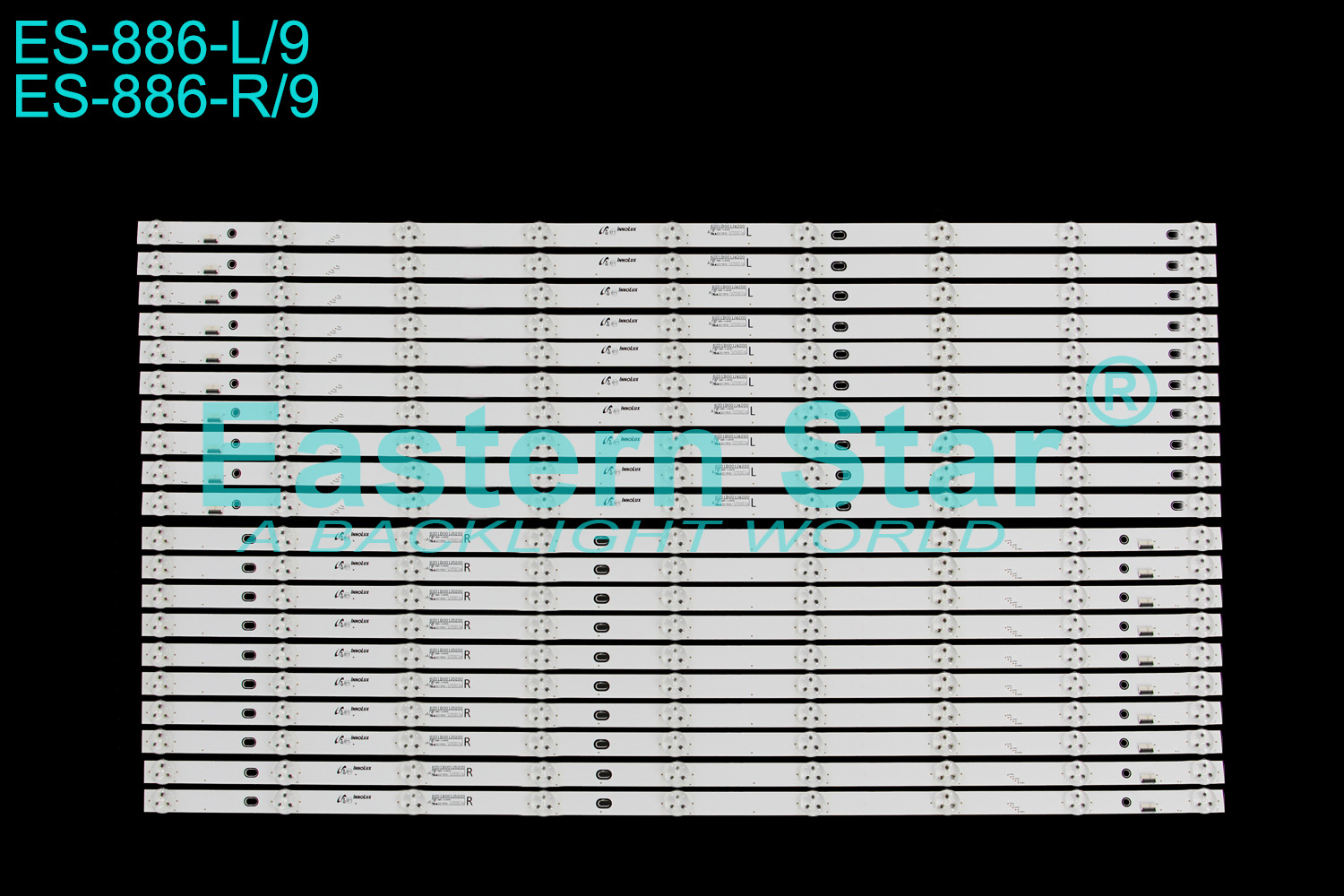 ES-886 LED TV Backlight use for Panasonic 65'' TV TC-65C650U/TC-65CX800U/TC-65DX700C/TX-65DXW78A 6201B001J4200|6201B001J5200 LED STRIPS(20)