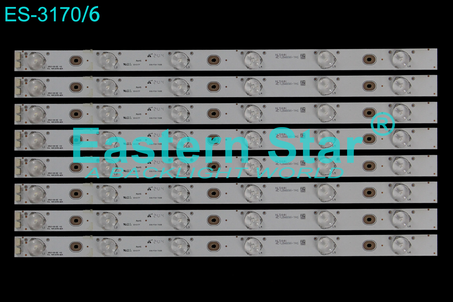 ES-3170 LED TV Backlight use for 40" Tcl /Thomson /Toshiba  Dl4061(a)f use for Tcl 40F2370-6EA 2012-10-02 V1  BL5XHN 4C-LB40006-YH1  LED STRIP(8)