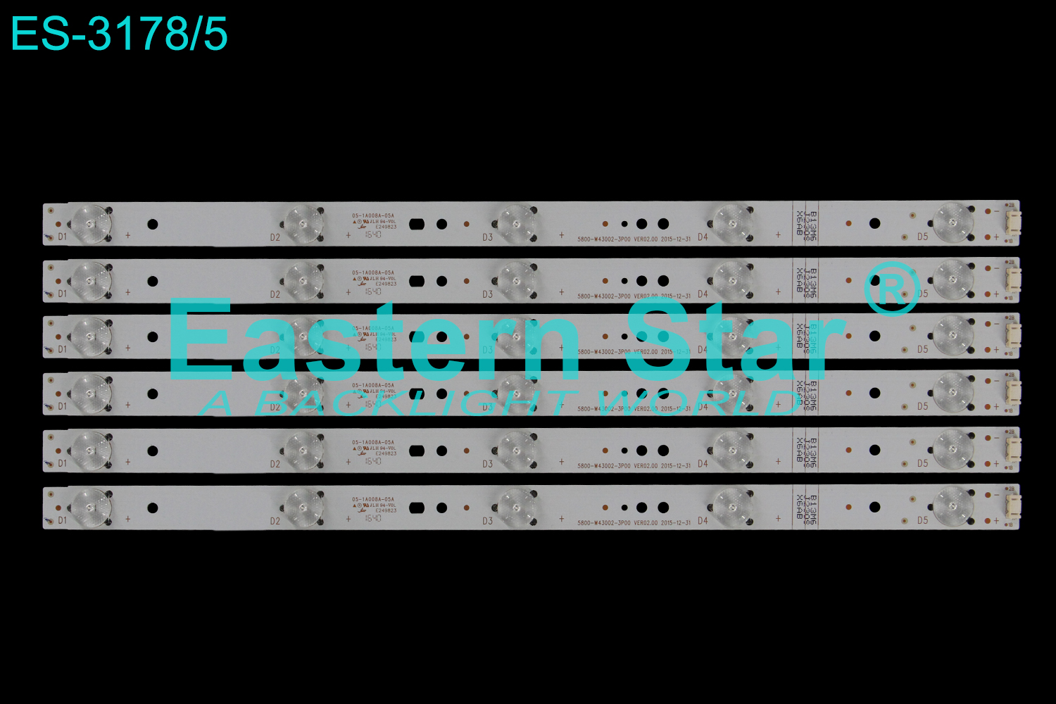 ES-3178 LED TV Backlight use for 43" Lg/Tesla 43LH5000 5800-W43002-3P00 VER02.00 2015-12-31 LED STRIP(6)