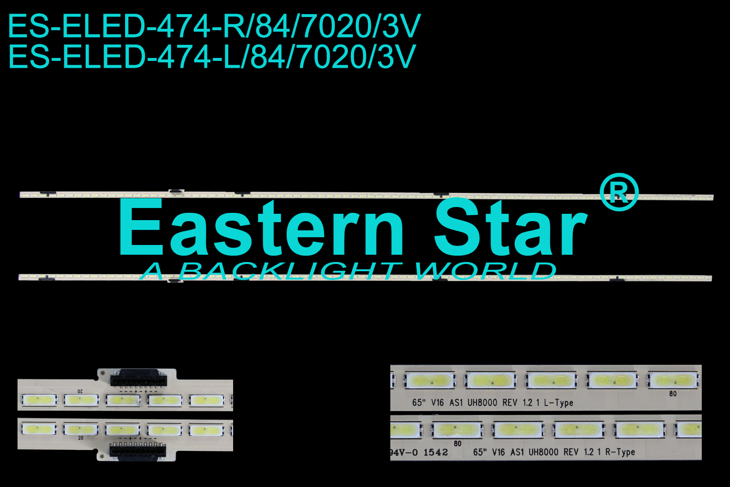 ES-ELED-474 ELED/EDGE TV backlight use for 65'' Lg 65UH8500-UA 65'' V16 AS1 UH8000 REV 1.2 1 L-TYPE  65'' V16 AS1 2422 REV 1.3 1 R-Type   6916L-2422A  LED STRIPS(2）