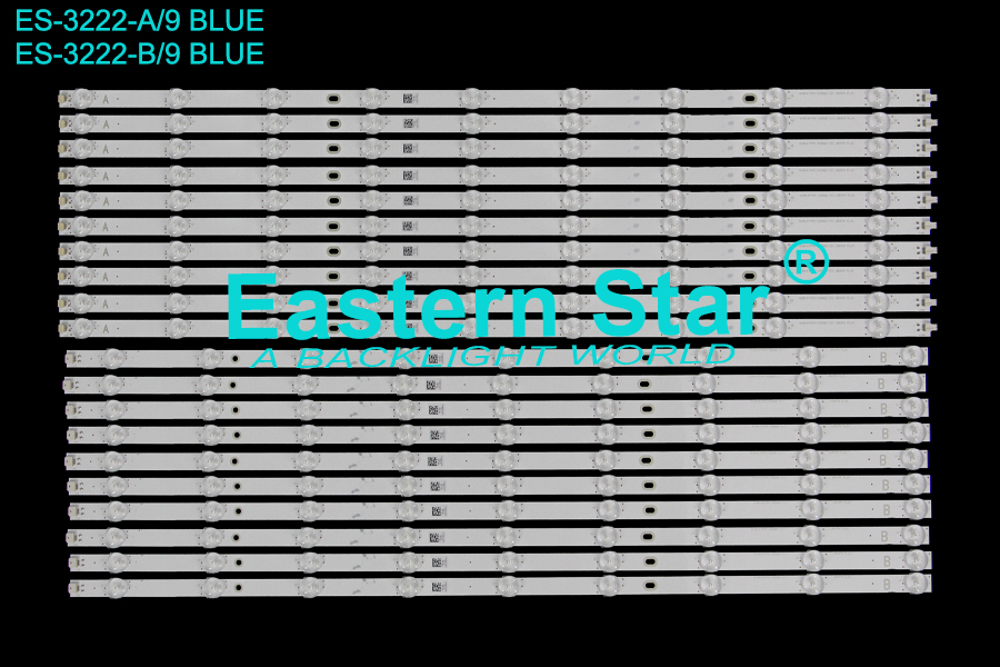 ES-3222 LED TV Backlight use for 65" Vizio V655-G9 LB6507N V1 02| LB6507N V0 02| YFPCB-1| E355813| 09810108DH02| 09810108DH04| AMTRAN 65 2019 M65 G01X9 10X9 3030 A 9S1P| AMTRAN 65 2019 M65 G0 1X9  10X9 3030 B 9S1P| CS-MCPCB-150  LED STRIP(20)