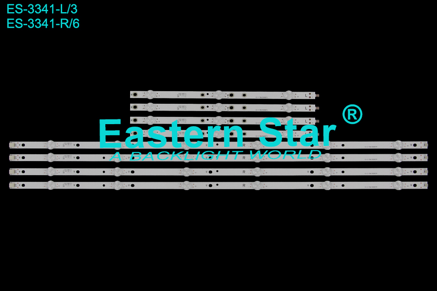 ES-3341 LED TV Backlight use for 50" Toshiba 50L711U18, 50L711U L: IC-F-TBAC50D837L,  FL689710-1. R:  IC-G-TBAC50D837R , FL689710-2  LED STRIP(8)
