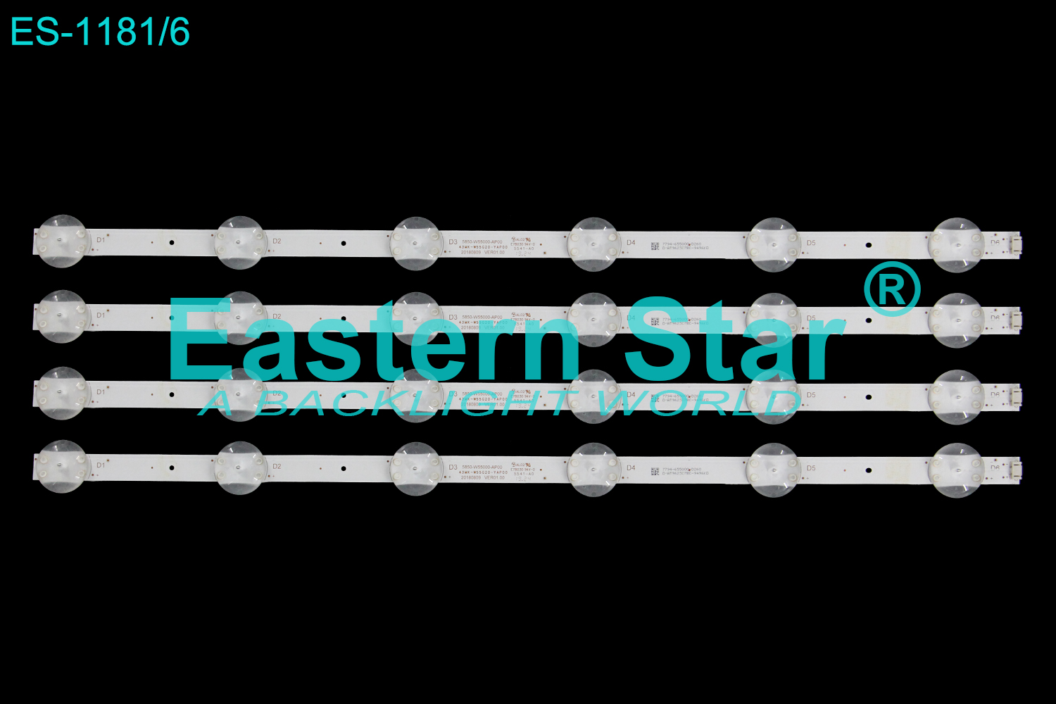 ES-1181 LED TV Backlight use for 55" Skyworth 55M9/55G20 5850-W55000-AP00 43MK-W55G20-YAP00  20180809 VER01.00  LED STRIP(4)