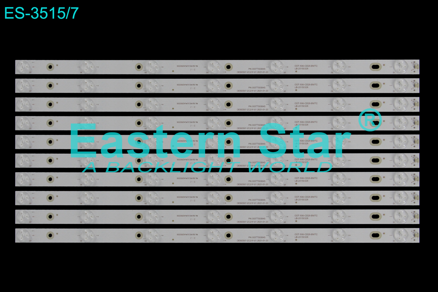 ES-3515 LED TV Backlight use for 50" OD50D07-ZC21F-01 ODT-500-OD28-BMTC LB-20150328  LED STRIP(10)