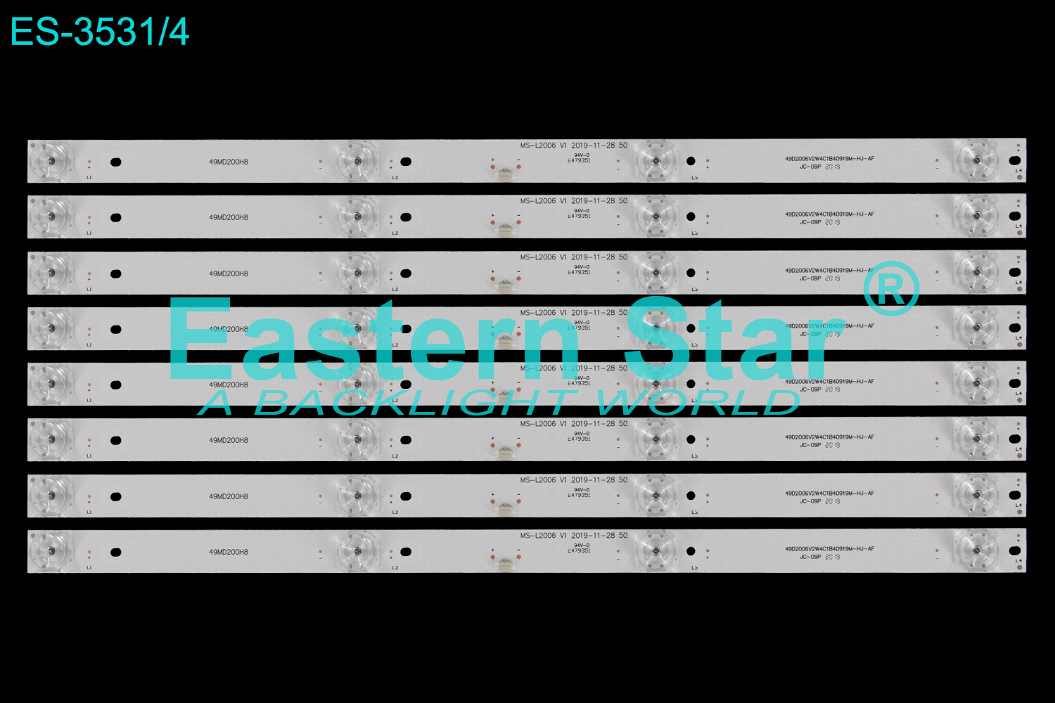 ES-3531 LED TV Backlight use for 50" Lg 50M2PLUS LE8815A LED50XSX5208  MS-L2006 V1  2019-11-28 50 49MD200H8 49D2006V2W4C1B40919M-HJ-AF  JC-09P CC02500D410V02 MS - L2327 49DLED  LED STRIP(8)