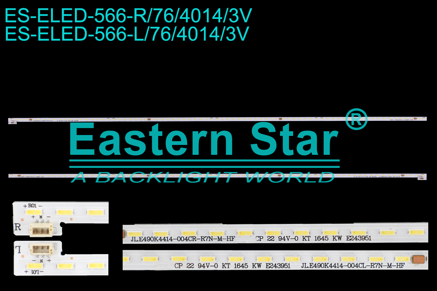 ES-ELED-566 ELED/EDGE TV backlight use for 49'' W49F/K L:JL.E490K4414-004CL-R7N-M-HF 52J6-2 D1612012H2 4C-LB490T-JF2L  R:JL.E490K4414-004CR-R7N-M-HF  52J6-1 N161112H2 4C-LB490T-JF2R LED STRIPS(2)