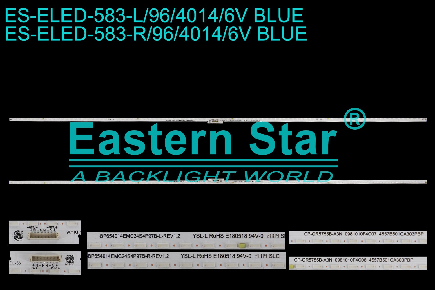 ES-ELED-583 ELED/EDGE TV backlight use for 65'' XiaoMi L65M6-5P L/R:BP654014EMC24S4P97B-L/R-REV1.2 CP-QR5755B-A3N 0981010F4C07  4557B501CA303PBP/A LED STRIPS(2)