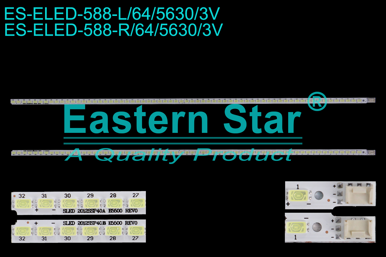 ES-ELED-588 ELED/EDGE TV backlight use for 40'' Philips/Sharp 40PFL5527K/12 L: SLED 2012SSP40A E5500 REV0  R: SLED 2012SSP40B E5500 REV0 LED STRIPS(2)