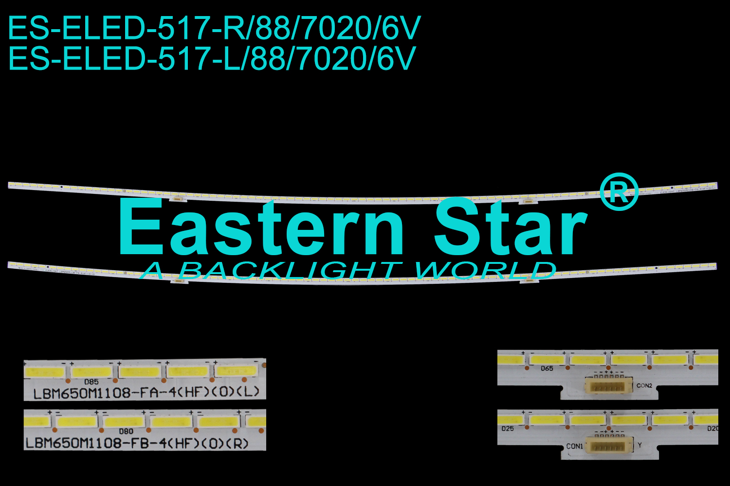 ES-ELED-517 ELED/EDGE TV backlight use for 65'' Hisense EVERLIGHT LBM650M1108-FB-4(HF)(0)(R)  EVERLIGHT  LBM650M1108-FA-4(HF)(0)(L)  LED STRIPS(2)