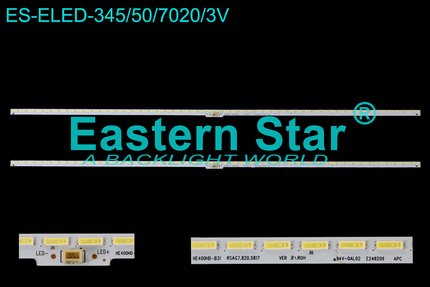ES-ELED-345 ELED/EDGE TV backlight use for 40'' Hisense LED40K681X3DU, LED40EC510N, LED40K370 HE400DHUD-B31 RSAG7.820.5817 SSY-1135387-A LED STRIPS(2)