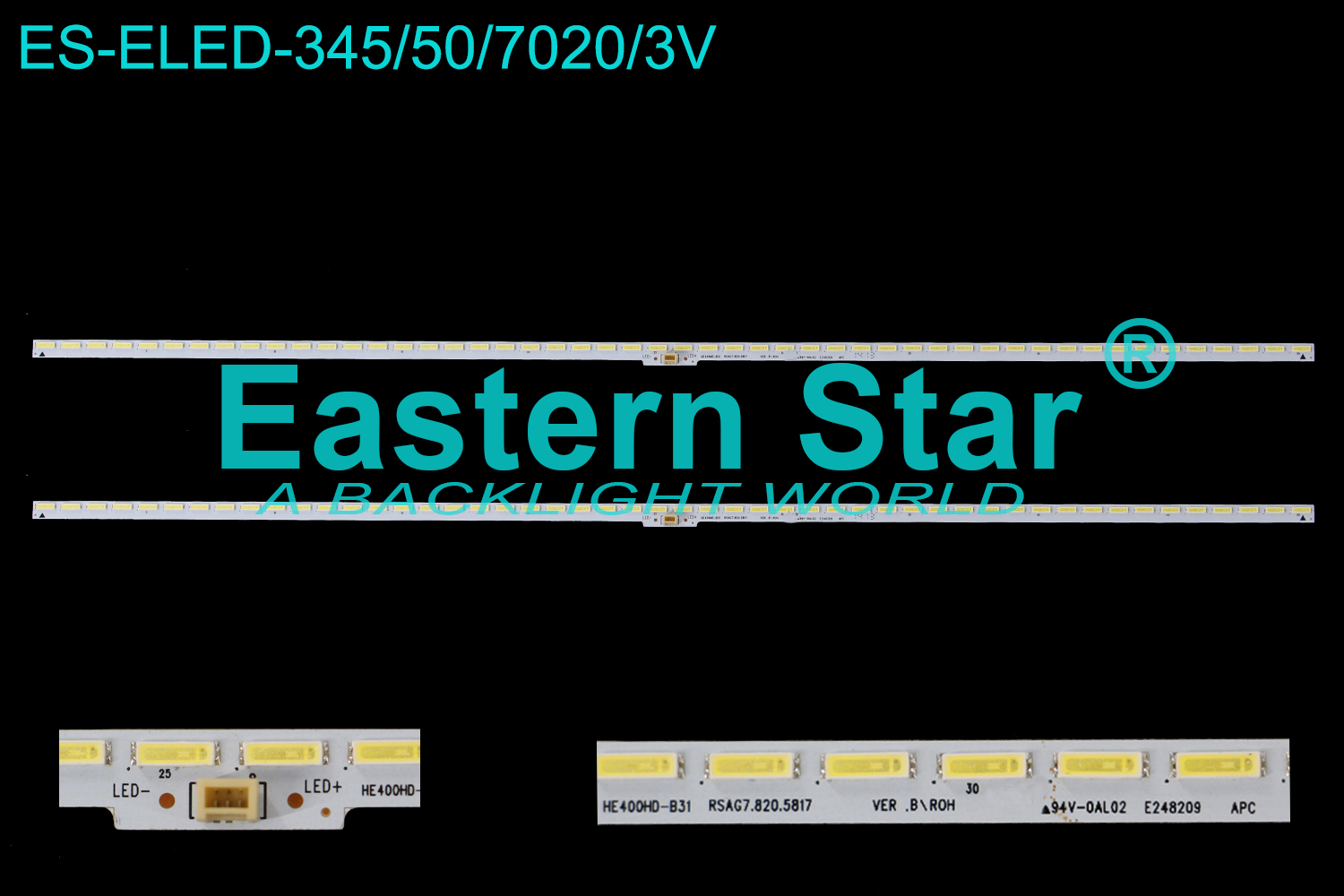 ES-ELED-345 ELED/EDGE TV backlight use for 40'' Hisense LED40K681X3DU, LED40EC510N, LED40K370 HE400DHUD-B31 RSAG7.820.5817 SSY-1135387-A LED STRIPS(2)