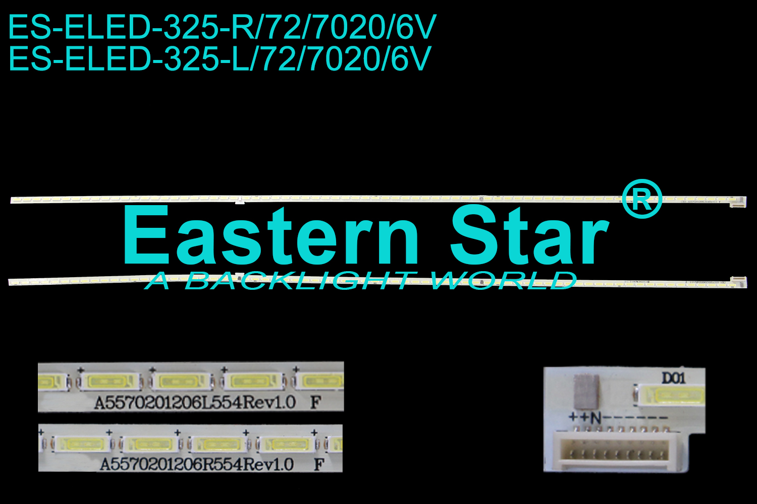 ES-ELED-325 ELED/EDGE TV backlight use for 55''  Skyworth 55E710U  A5570201206L554REV1.0 F 7749-655000-L060 LED STRIPS(2)
