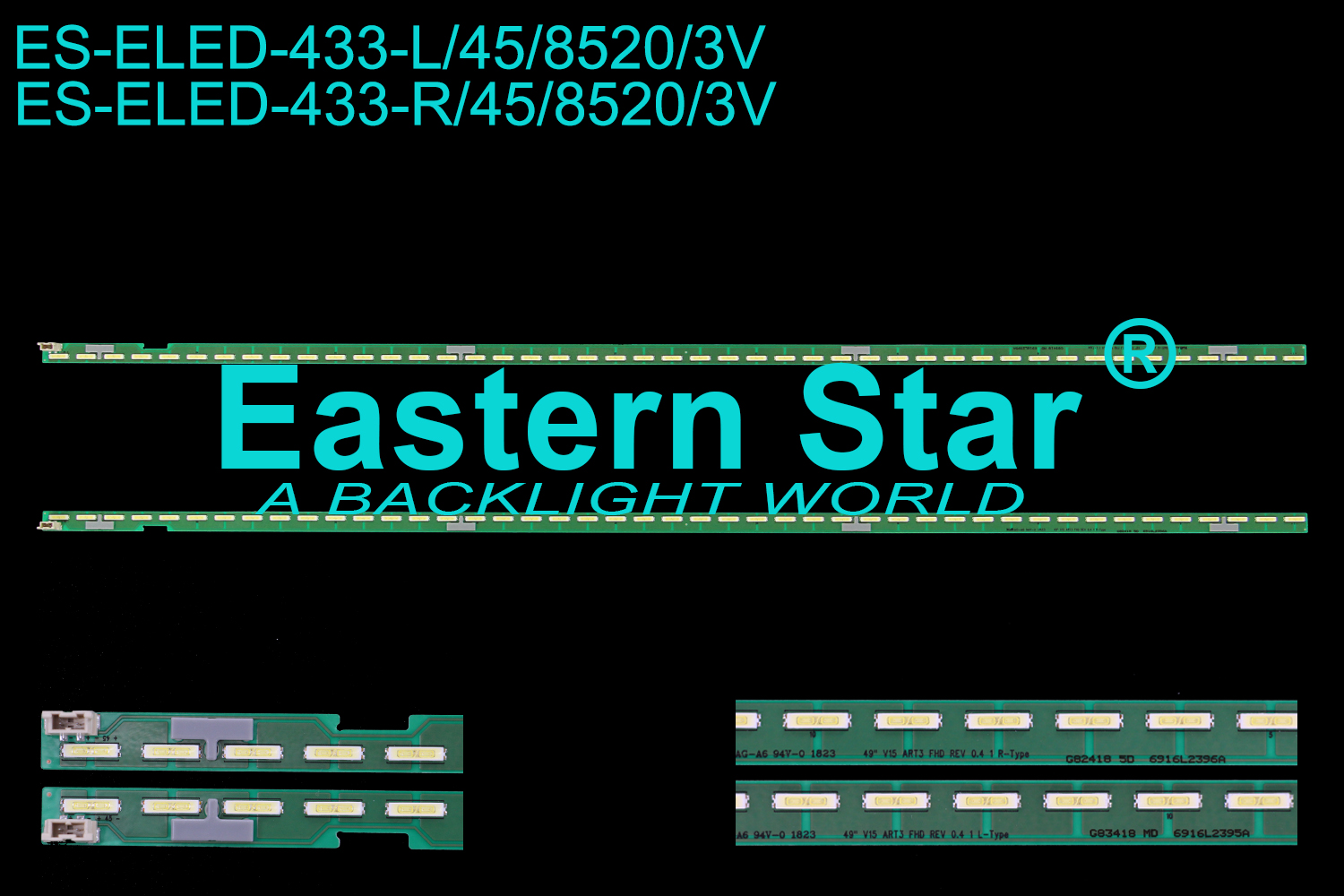 ES-ELED-433=ES-ELED-073 ELED/EDGE TV backlight use for 49'' Lg 49LF6300-UA 49" V15 ART3 FHD REV 0.4 1 L/R-Type LED STRIPS(2)