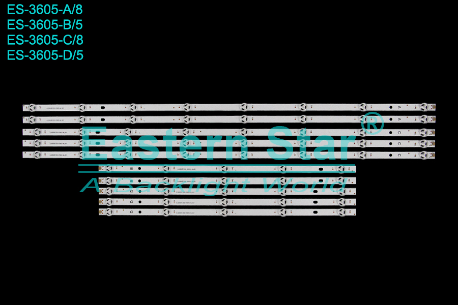 ES-3605 LED TV Backlight use for  65U9500 A: JL.D65081330-078ES-M_V01  B: JL.D65051330-078FS-M_V01  C: JL.D65081330-078GS-M_V01  D: JL.D65051330-078HS-M_V01 LED STRIP(10)