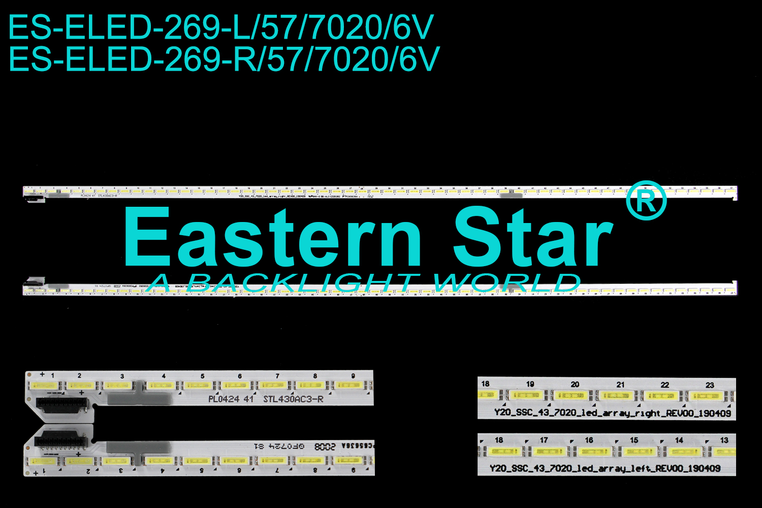 ES-ELED-269 ELED/EDGE TV backlight use for 43'' Lg PL0424 41 STL430AC3-L/R Y20_43_7020 LCD_ARRAY_LEFT_REV00_190409 LED STRIPS(2)