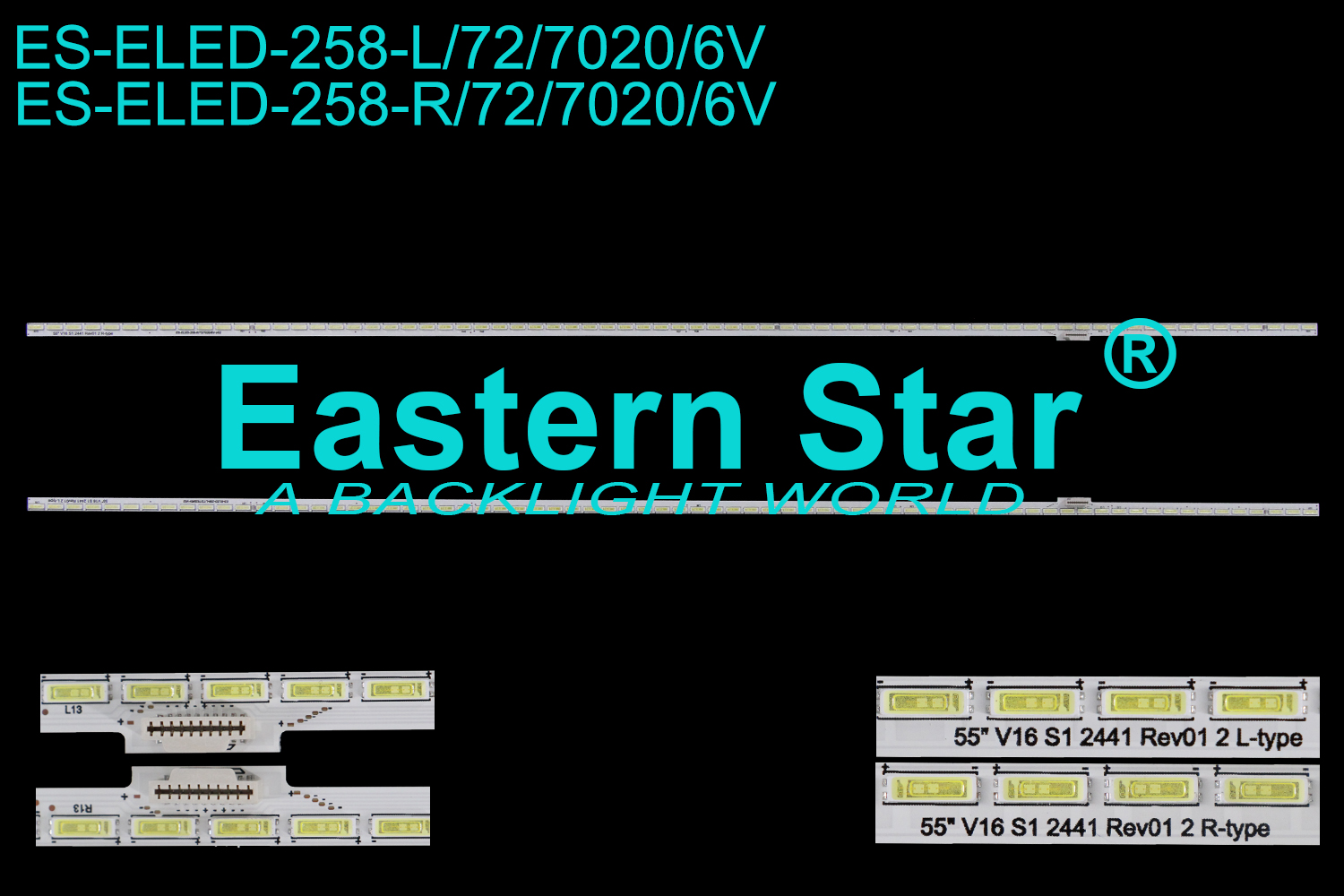 ES-ELED-258 ELED/EDGE TV backlight 55'' 72LEDs use for Lg 55'' V16 SA 7020G REV0.1 2 R/L-type  6916L 2442A/2441A LED STRIPS(2)