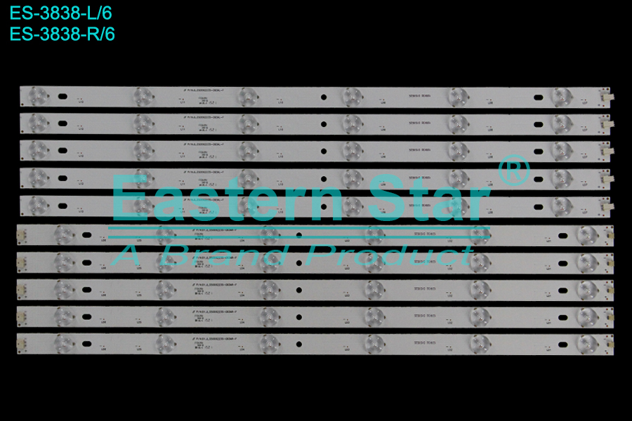 ES-3838 LED TV Backlight use for 50" Gpx TDE5074B JL.D50062235-D83AL-F  JL.D50062235-D83AR-F  JL.D50062235-083AL-F  JL.D50062235-083AR-F LED STRIP(10)