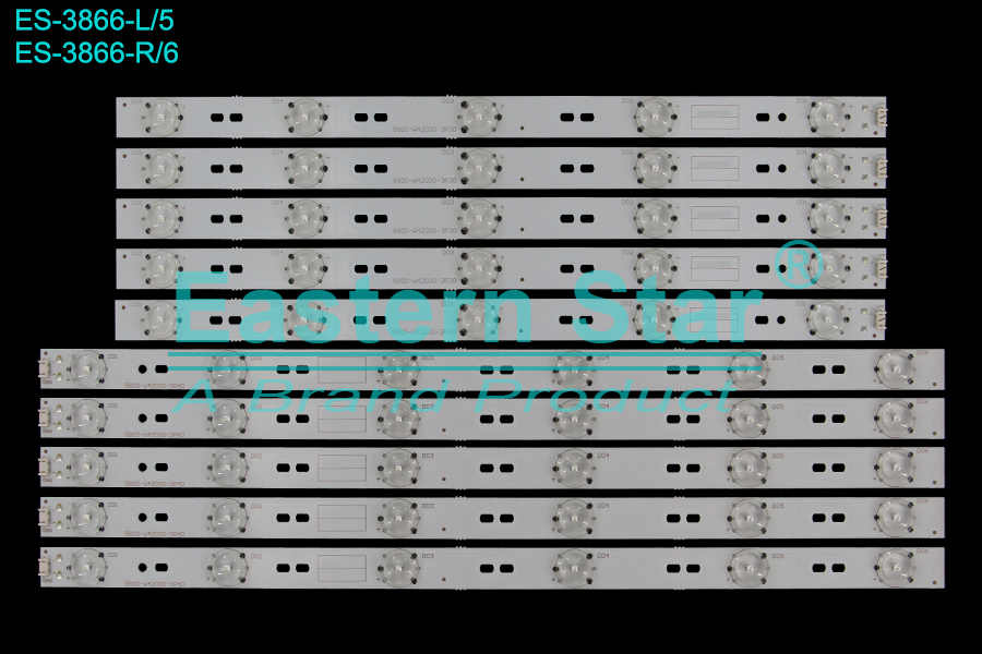 ES-3866 LED TV Backlight use for 42" Skyworth 42E320W L: 5800-W42000-3P30  R: 5800-W42000-3P40 LED STRIP(10)