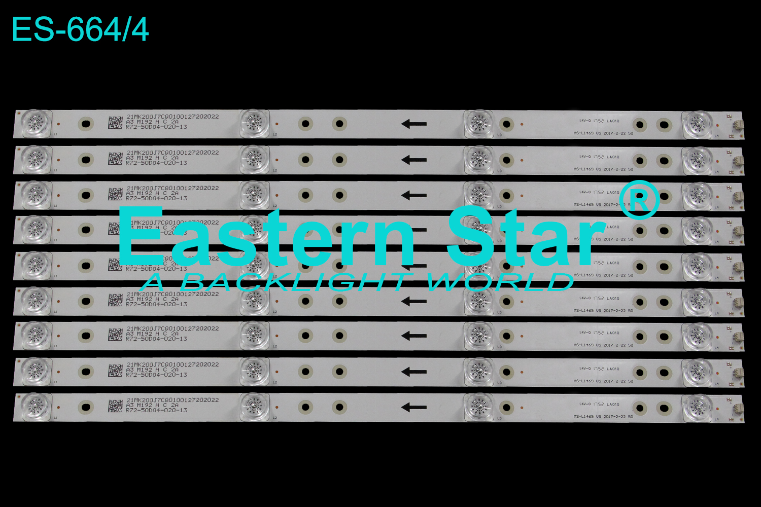 ES-664 LED TV Backlight use for 50" Asanzo MS-L 1469 V5 2017-2-22 50 R72-50D04-020-13 LED STRIPS(9)