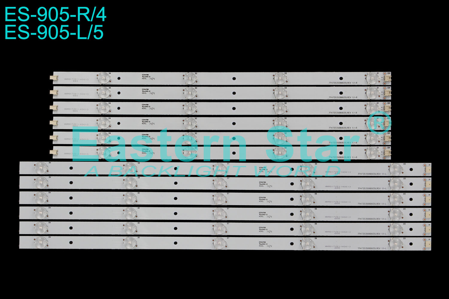 ES-905 LED TV Backlight use for 48'' Element ELEFT481 TF473535090635LREV 1.1-R/LC LED STRIPS(12)