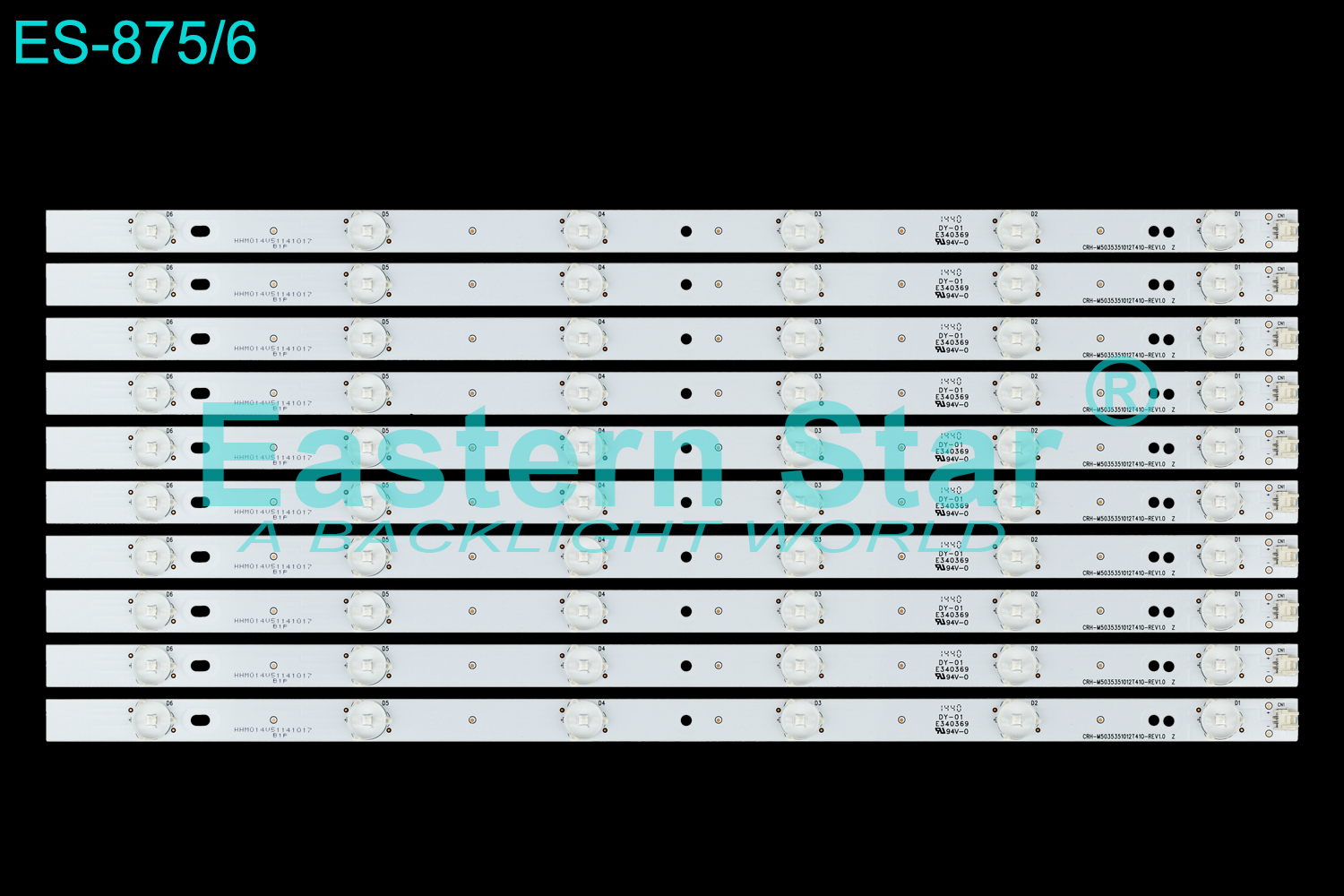 ES-875 LED TV Backlight use for Element 50'' TV ELEFT506/ELEFW503/ELEFW504/ELEFW504A M5035351012T410-REV1.0 LED STRIPS(10)