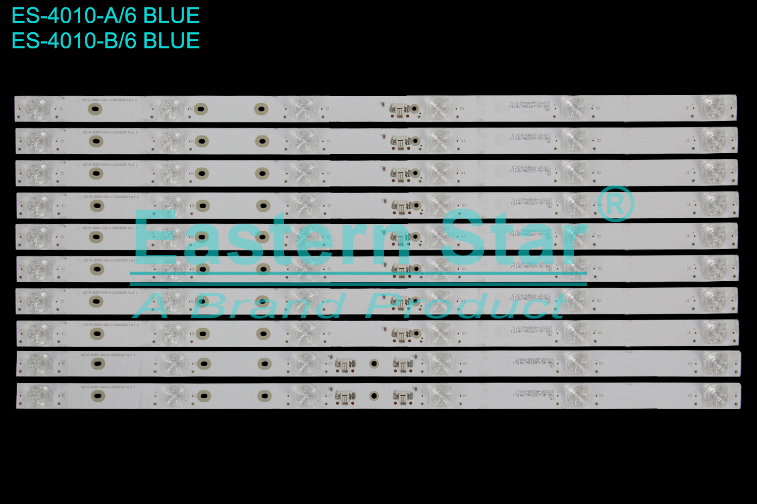 ES-4010 LED TV Backlight use for 50" Tcl/Thomson 50C715  A: 50C715-3030FC-6X8-A-LX20200309 VER3 YHE-4C-LB5006-YH15J 210107-400B0-50816  B: 50C715-3030FC-6X2-B-LX20200309 VER3 YHE-4C-LB5006-YH16J 210107-400B0-50827 LED STRIP(10)