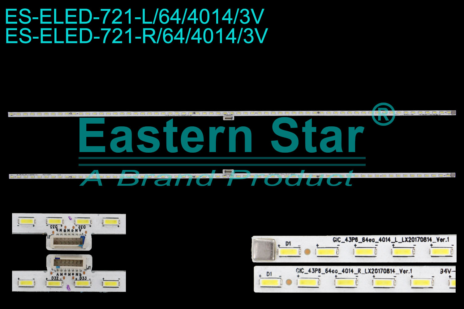 ES-ELED-721 ELED/EDGE TV backlight use for 43'' Tcl 43P6 GIC_43P6_64ec_4014_L_LX20170814_Ver.1  GIC_43P6_64ec_4014_R_LX20170814_Ver.1  YHF-4C-LB4364-YH01L-1911017-2B241  YHF-4C-LB4364-YH02L-1911017-2B241 LED STRIPS(2)