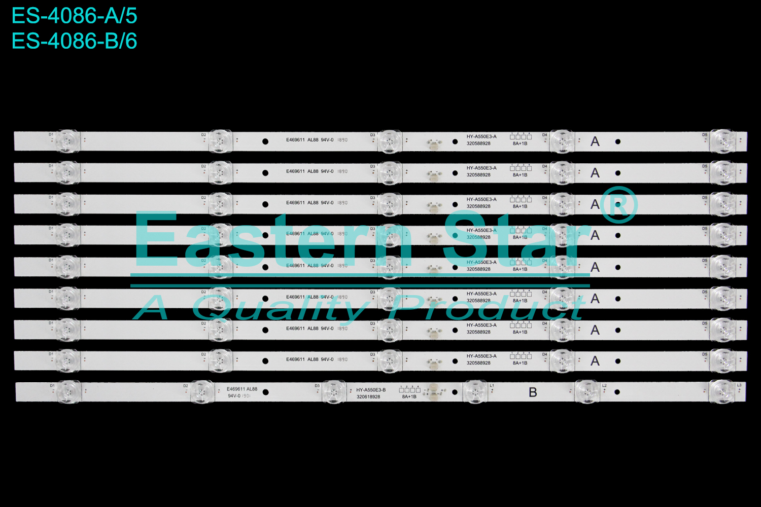 ES-4086 LED TV Backlight use for 55" Amoi HX-50A55DW A:HY-A550E3-A 320588928  B:HY-A550E3-B 320618928 LED STRIP(9)