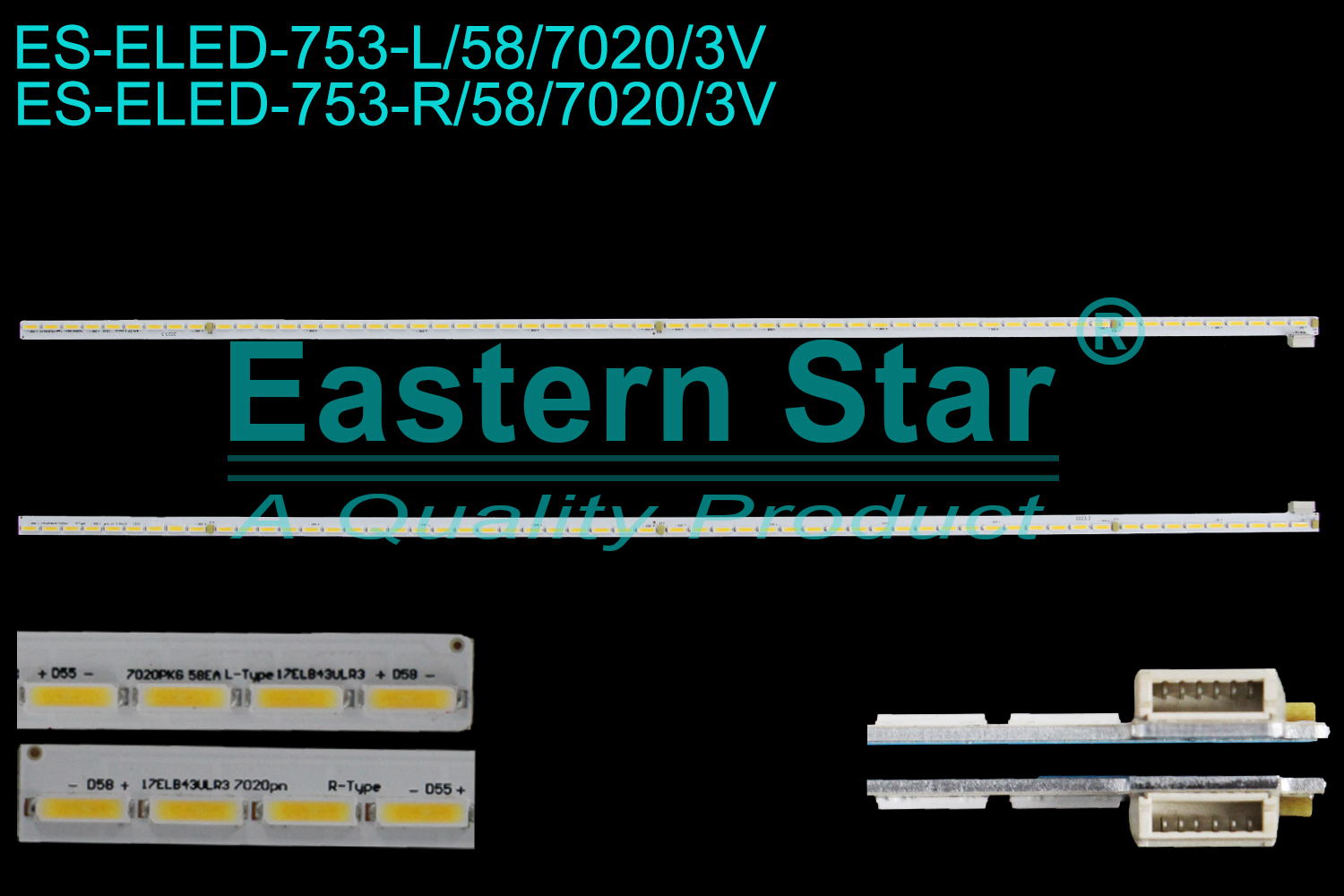 ES-ELED-753 ELED/EDGE TV backlight use for 43'' Vestel  43FB755 L: 17ELB43ULR3 7020PKG 58EA L-TYPE 1538  R: 17ELB43ULR3 7020PKG 58EA R-TYPE 1541 LED STRIPS(2)