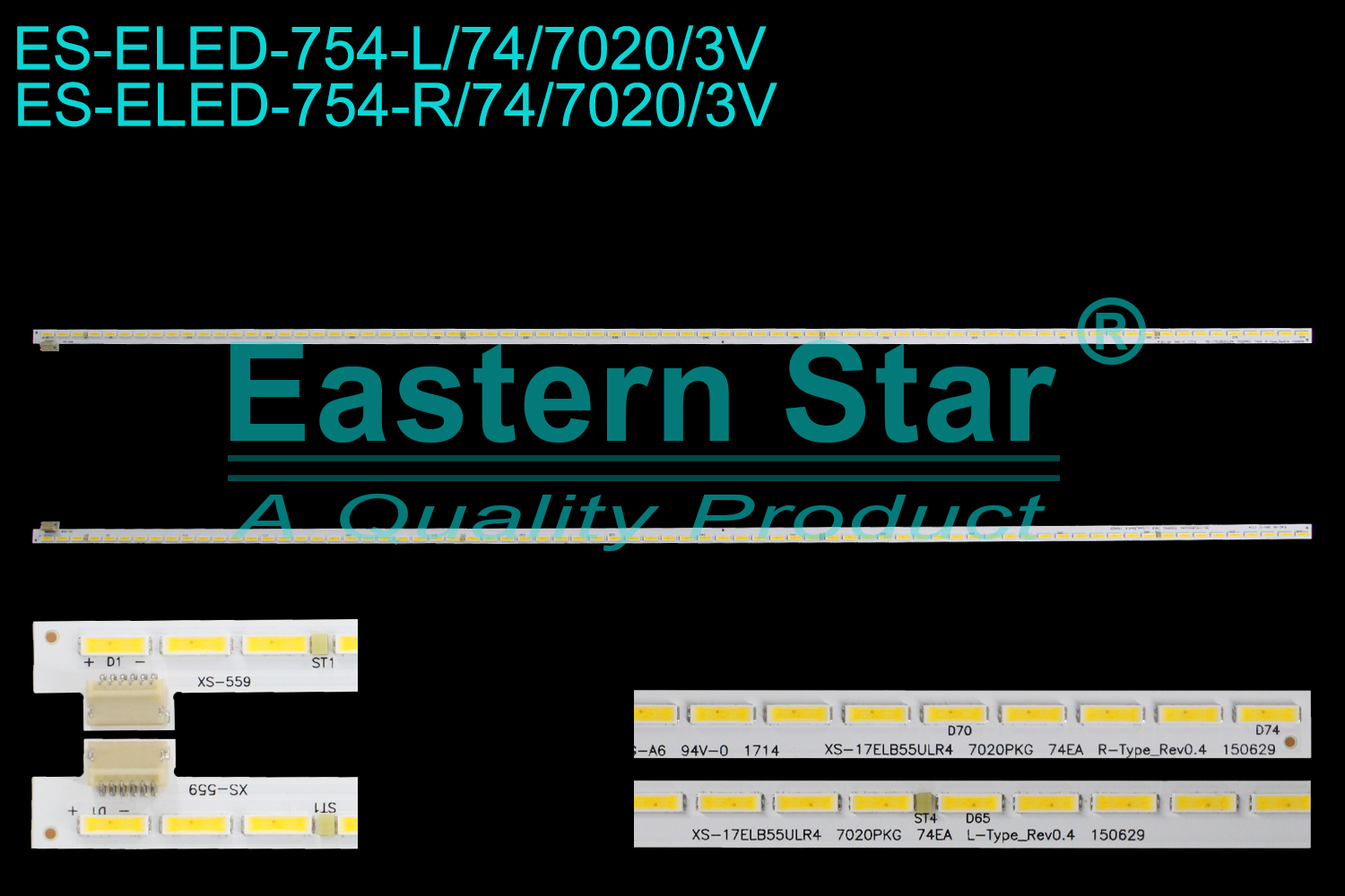 ES-ELED-754 ELED/EDGE TV backlight use for 55'' Vestel  55UA8900 R: 1714 17ELB55ULR4 7020PKG 74EA R-TYPE_REV0.4 150629 L: 1714 17ELB55ULR4 7020PKG 74EA L-TYPE_REV0.4 150629 LED STRIPS(2)