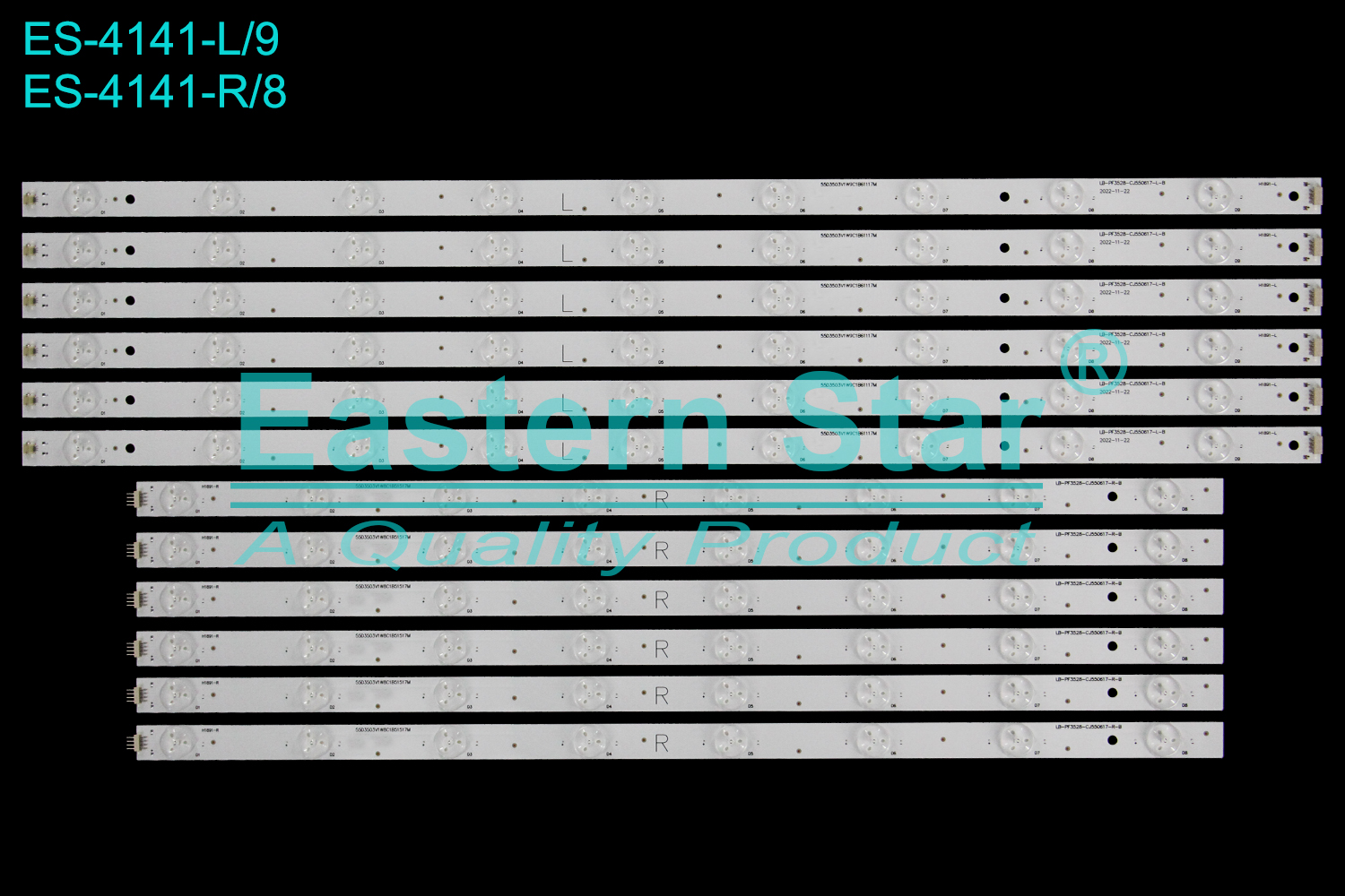 ES-4141 LED TV Backlight use for 55" Chuangjia 55HME5000 CP65  R: LB-PF3528-CJ550617-R-B 55D3503V1W8C1B51517M L:LB-PF3528-CJ550617-L-B 55D3503V1W9C1B61117M LED STRIP(12)