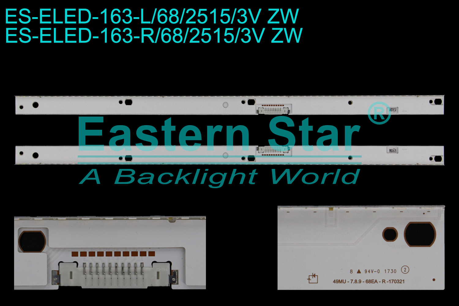 ES-ELED-163 ELED/EDGE TV backlight use for 49'' Samsung UE49MU8000U 49MU-7.8.9-68EA-L-170321  49MU-7.8.9-68EA-R-170321 LED STRIPS(/)