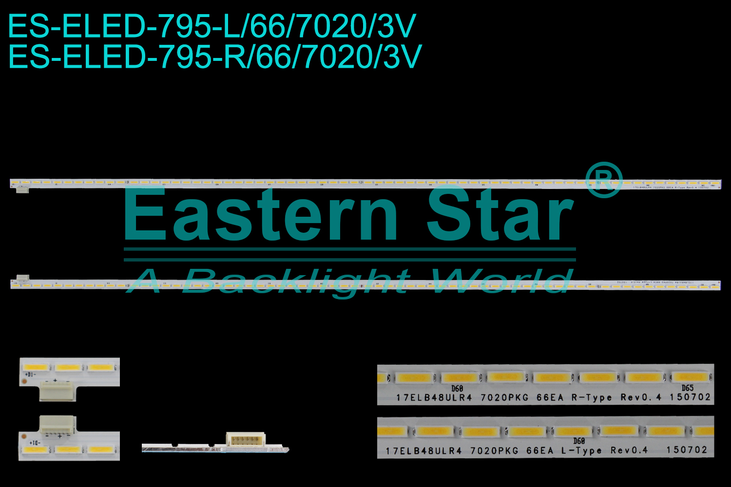 ES-ELED-795 ELED/EDGE TV backlight use for 48'' Vestel 48FB7500 17ELB48ULR4 7020PKG 66EA R-TYPE Rev0.4,17ELB48ULR4 7020PKG 66EA L-TYPE Rev0.4,30090969, 30090970, 35034472 LED STRIPS(2)