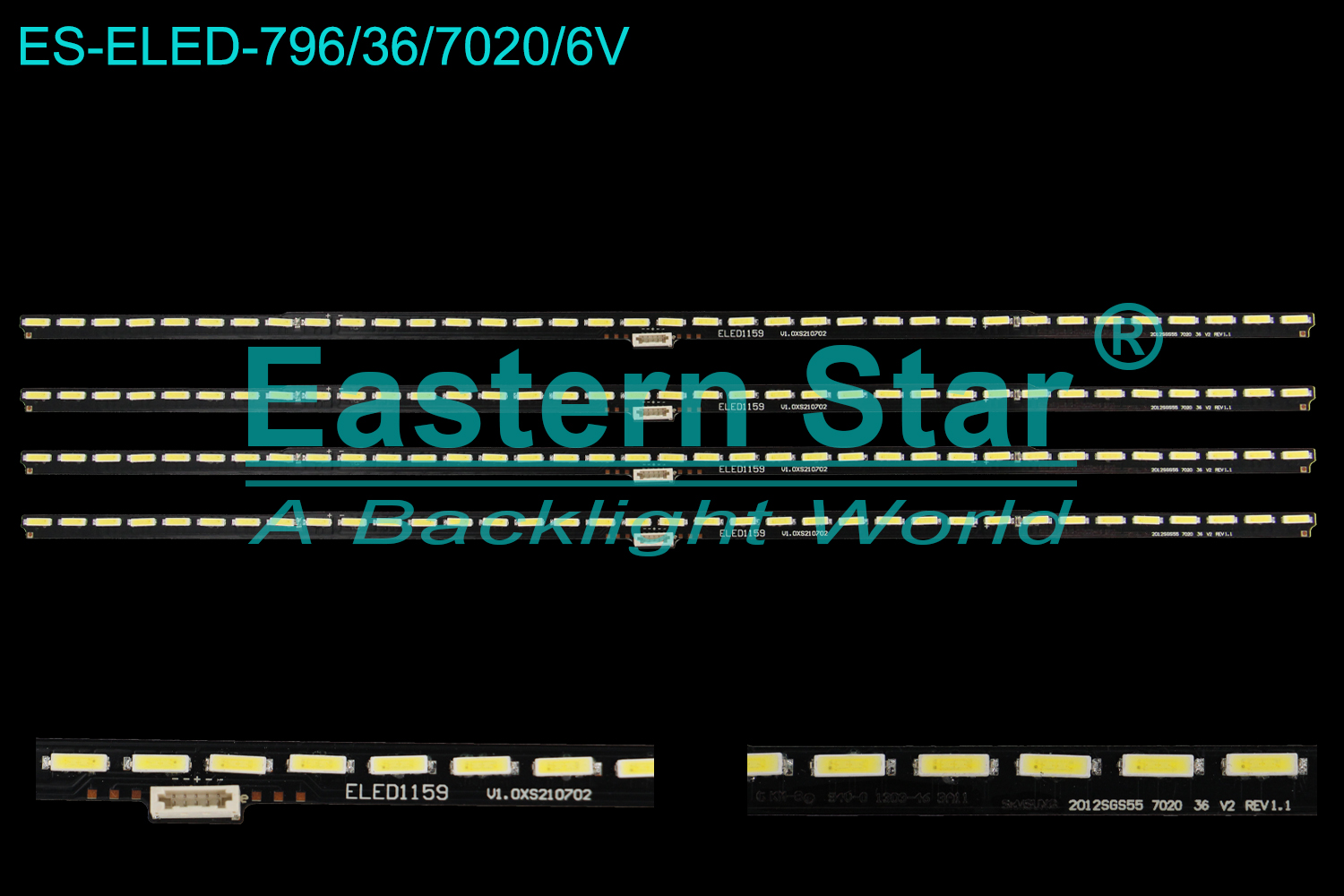 ES-ELED-796 ELED/EDGE TV backlight use for 55'' Philips 55PFL7007K ELED1159 2012SGS55 7020 36 V2 REV1.1  LED STRIPS(4)