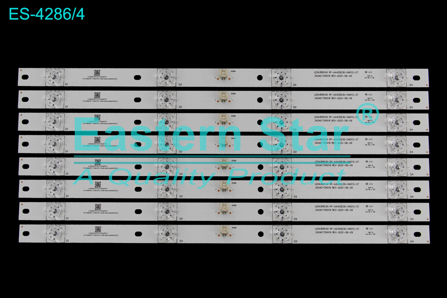 ES-4286 LED TV Backlight use for 43" Konka  LED43R8100 LED43M1 LED43R8100 RF-AA430E30-0401S-07 3AS4CY39918 REV-2021-06-09  LED STRIP(8)