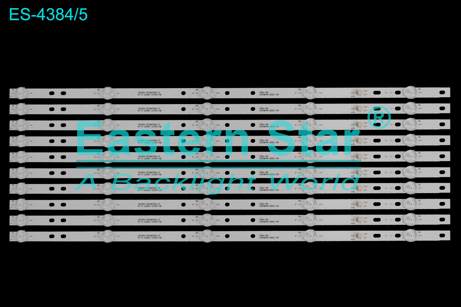 ES-4384 LED TV Backlight use for 55"  Bbk 55LEX-6039/UTS2C /Baird  TI5510DLEDDS 2W2006-DS55M7800-01 NI-T1-L(05Q1-51)181115D DSBJ-WG DS55M78-DS02-V01 TV LED BAR(10)