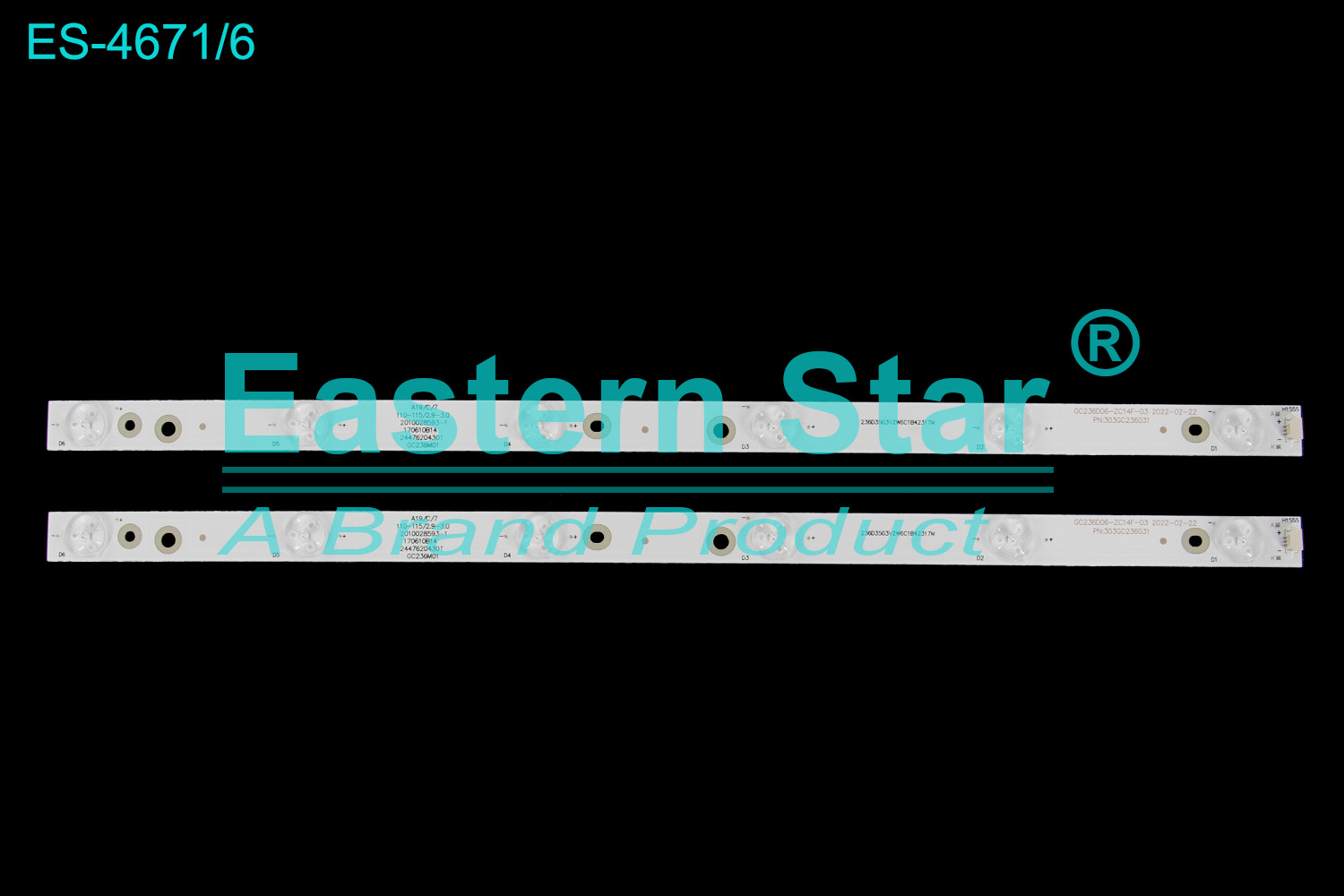 ES-4671 LED TV Backlight use for 24" Changhong 24M1 GC236D06-ZC14F-03 2022-02-22 PN:303GC236031 236D3503V2W6C1B42317M LED BACKLIGHT KITS(2)