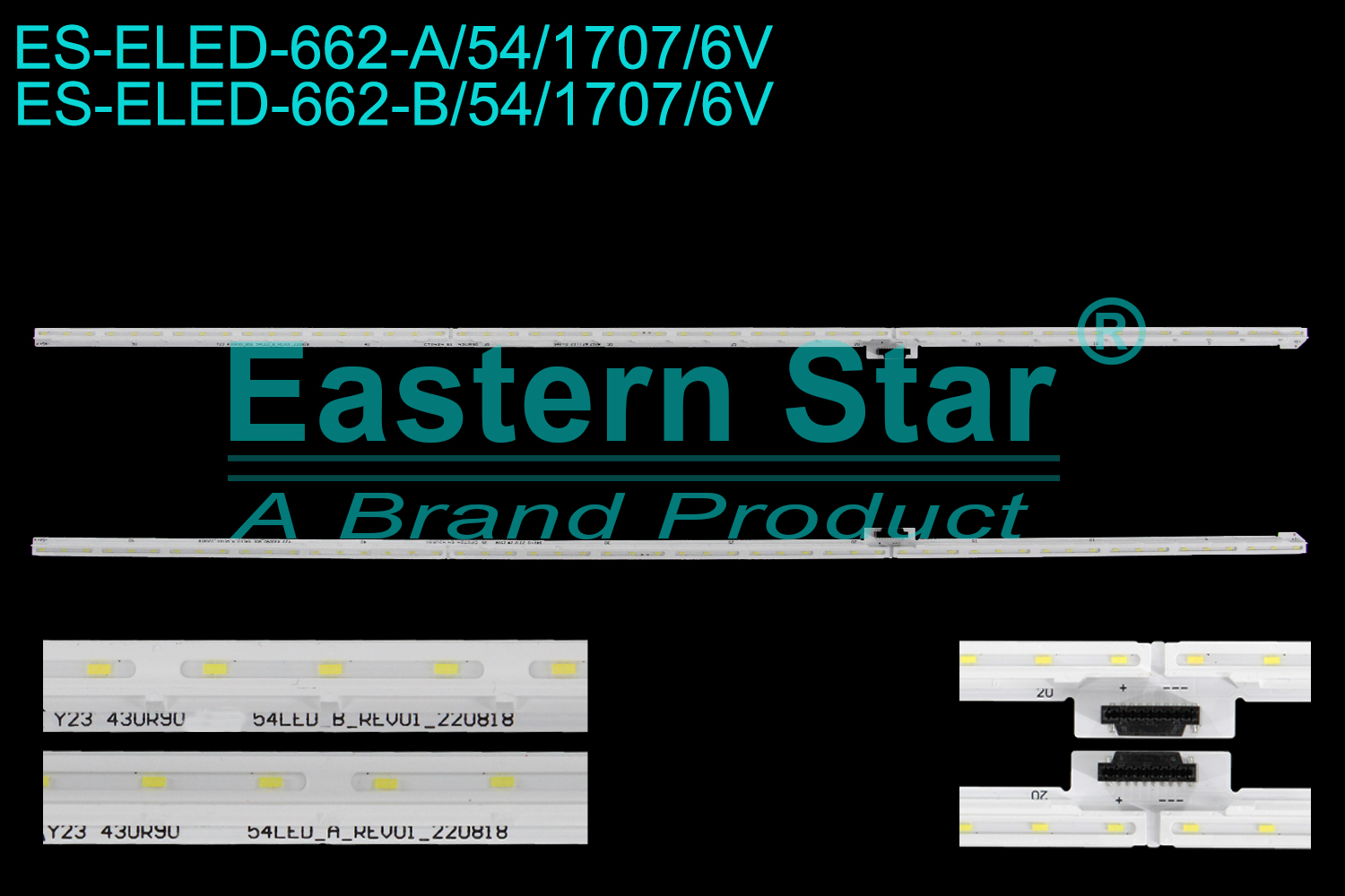 ES-ELED-662 ELED/EDGE TV backlight use for 43'' Lg  43UR9000PUA Y23 43UR90_ 54LED_A_REV01_220818  Y23 43UR90_ 54LED_B_REV01_220818 LED STRIPS(2)