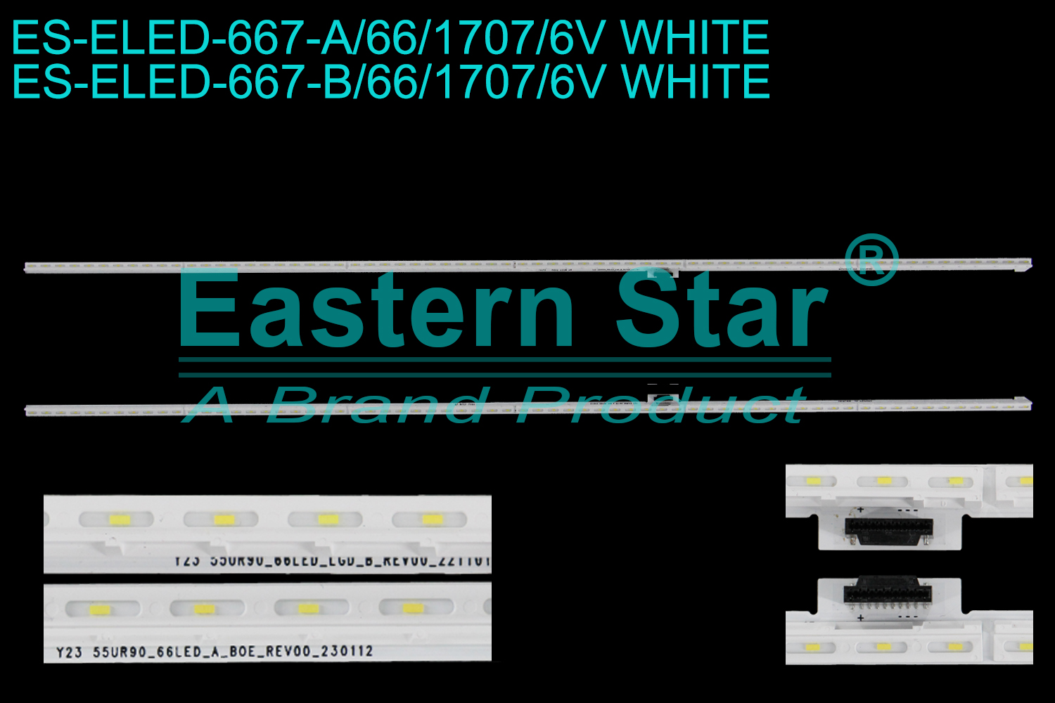 ES-ELED-667 ELED/EDGE TV backlight use for 55'' Lg A: 10341 Y23 55UR90_66LED_A_BO_REV00_230112 R802 25UM 2W CN0424 A1 55UR90  B: 10249 Y23 55UR90_66LED_LGD_B_REV00_221101 R802 25UM 2W BM0924 A2 55UR90 LED STRIPS(2)