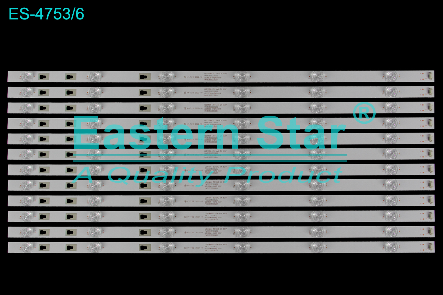 ES-4753 LED TV Backlight use for 55" Haier/Jvc/Kivi  LE55Q6500U 30355006201 LQ55H31 LED55D6-ZC15AG-01 6S1P PN:30355006202 LED55D6-01 (A) 6S1P PN:30355006201 E479351 V-0 ULNLD01 HD580Y1U91-TBL2+20210416014 LED BACKLIGHT KITS(12)