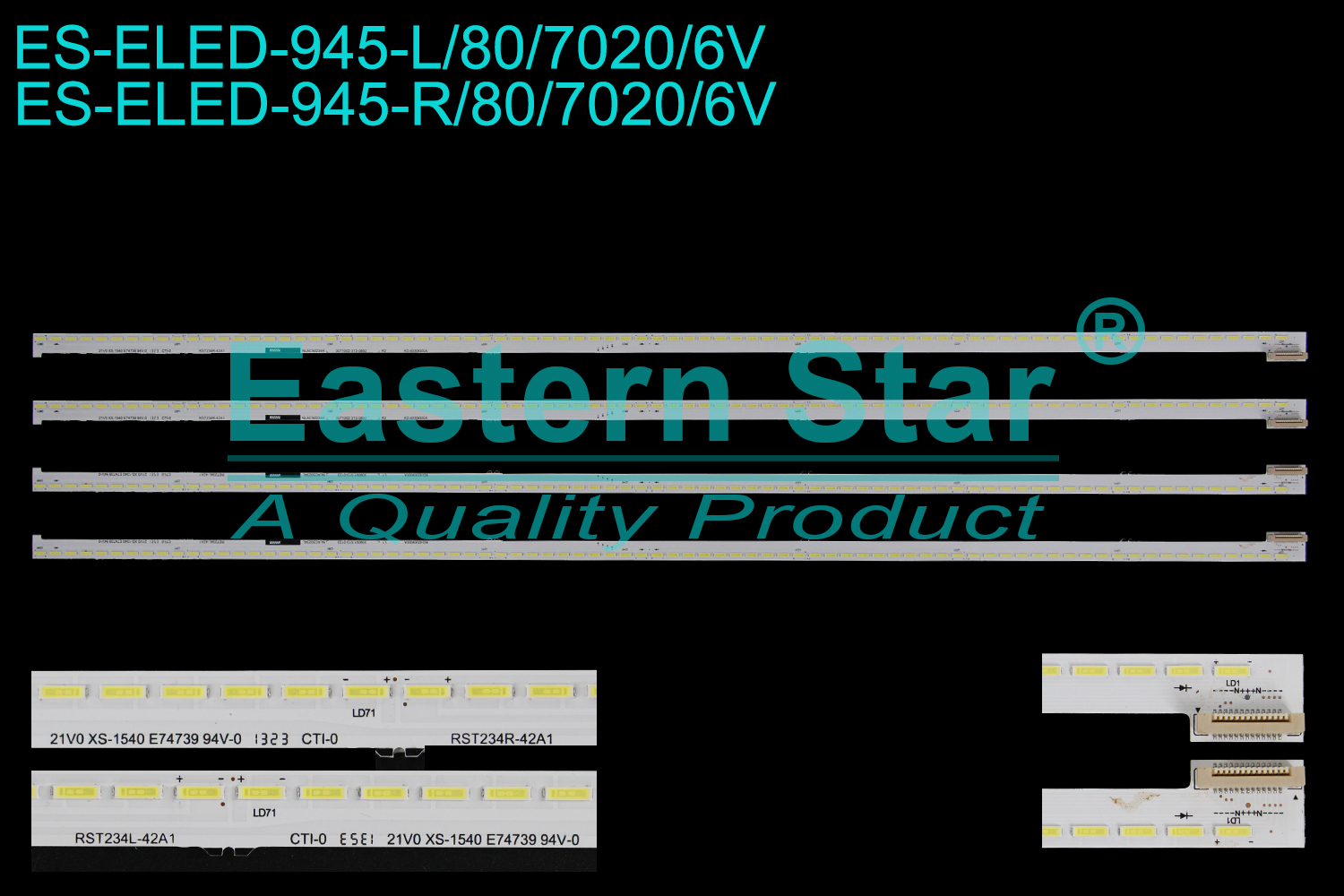 ES-ELED-945 ELED/EDGE TV backlight use for 65'' Sony KD-65X9000A  KD-65X9000A 309091-513-0133 NLAC50234L RST234L CTI-0 21V0 E74739 KD-65X9000A 3071002-313-0892 NLAC50234R RST234R CTI-0 21V0 E74739 LED BACKLIGHT KITS(4)