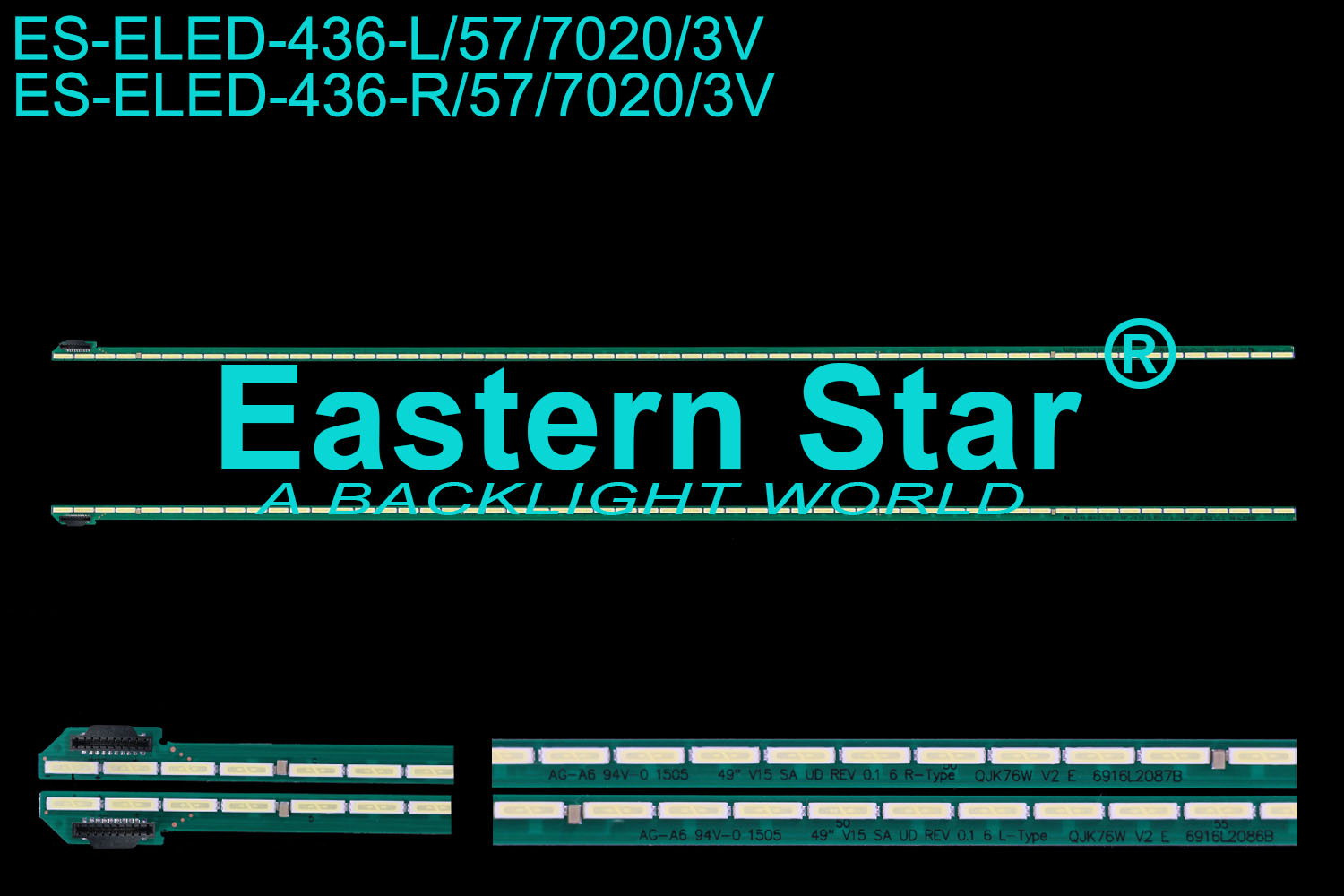ES-ELED-436 ELED/EDGE TV backlight use for 49'' Lg 49UF8507 49" V15 SA UD REV 0.1 6 L/R-Type LED STRIPS(2）