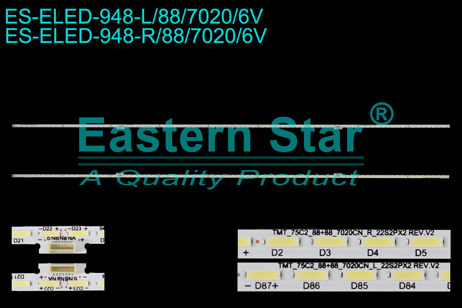 ES-ELED-948 ELED/EDGE TV backlight use for 75'' Tcl 75C3 75C8 75C2  TMT_75C2_88+88_7020CN_L_22S2PX2 REV.V2 YHE-4C-LB7588-YH02Q-110417-KX7XXX TMT_75C2_88+88_7020CN_R_22S2PX2 REV.V2 YHE-4C-LB7588-YH02Q-110417-KX7XXX LED BACKLIGHT KITS(2)