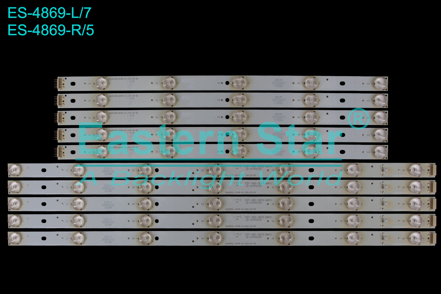 ES-4869 LED TV Backlight use for 48" Jtc  OD48D12L-ZC14F-01 OD48D12R-ZC14F-01 LB-20140630，ODT-480-OD30-BMTC LED BACKLIGHT KITS(10)