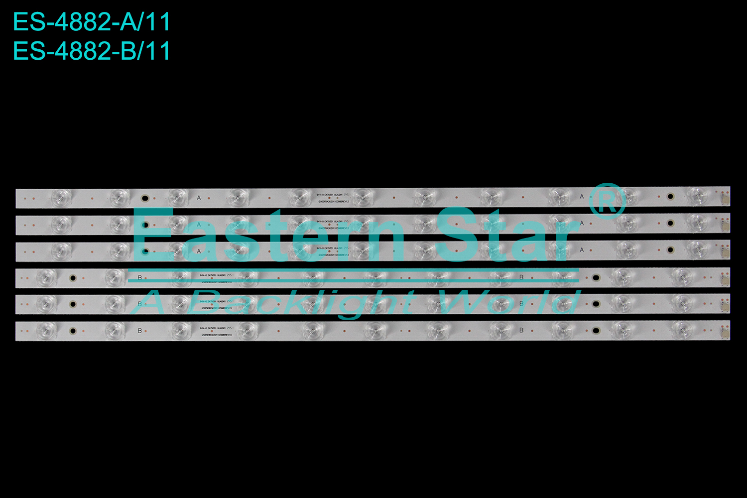 ES-4882 LED TV Backlight use for 65" Hisense H65B7500 A : CRH-ZG65F8A3030110388BREV1.5 B: CRH-ZG65F8B3030110388BREV1.5 LED BACKLIGHT KITS(6)