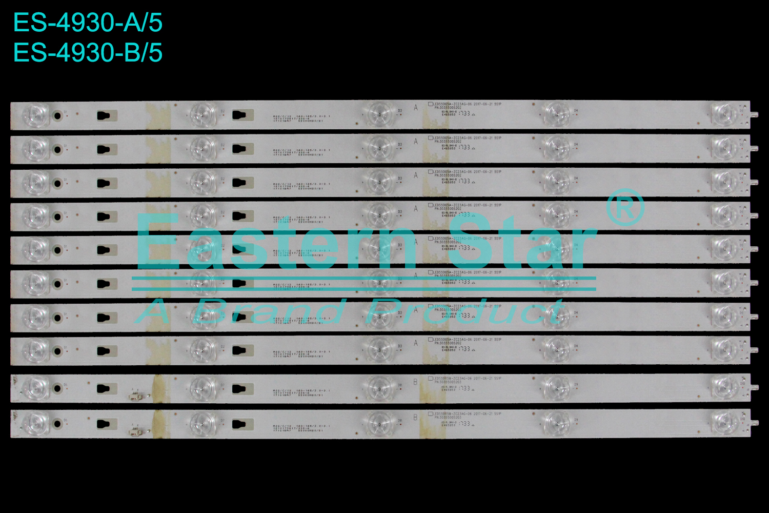 ES-4930 LED TV Backlight use for 55" Haier  LU55F31N  LED55D05A-ZC23AG-06 PN:30355005202 LED55D05B-ZC23AG-06 PN:30355005203 LED BACKLIGHT STRIP(10)
