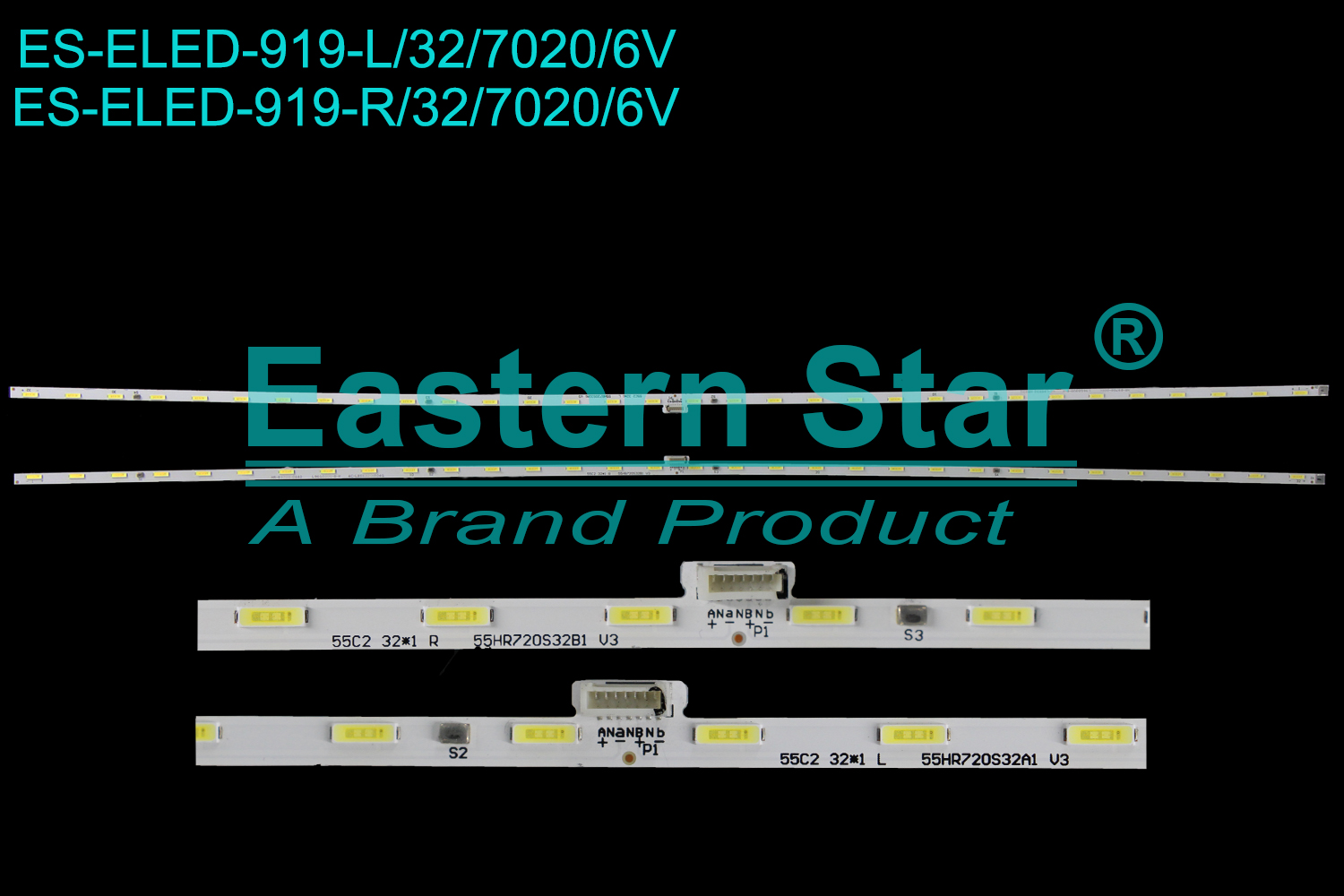 ES-ELED-919 ELED/EDGE TV backlight use for 55'' Tcl 55C2  55C2 32*1 L 55HR720S32A1 V3, 55C2 32*1 R 55HR720S32B1 V3, 4C-LB5532-HR03Q, 4C-LB5532-HR04Q LED BACKLIGHT STRIP(2)