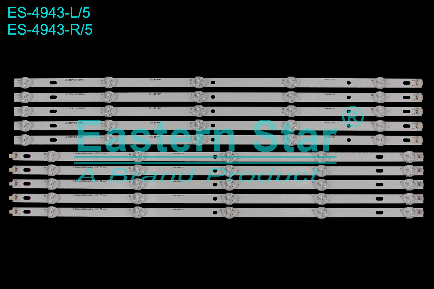 ES-4943 LED TV Backlight use for 55" Konka  55G500 55G9100  55F5590PF R: JL.D550A1330-083AR-M 3B5CX54512R L: JL.D550A1330-083AL-M 3B5CX54312L  LED BACKLIGHT STRIP(10)